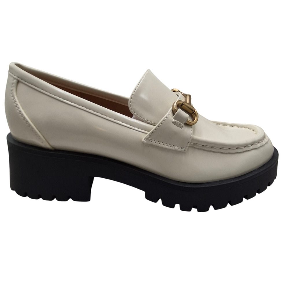 Nine West Allmy women's loafers chunky lug sole and horsebit ivory size 8.5